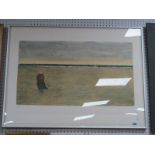 Potthey?, Seaside Study with Figure in Foreground and Three in Distance, limited edition colour