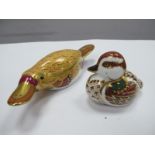 Royal Crown Derby Paperweights, 'Duck Billed Platypus', and 'Bakewell Duckling', exclusive to