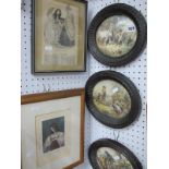A Set of Four Oval Prints, of Countryside scenes in the Le Blond manner 17.5cm wide. Two fashion