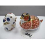 A Royal Crown Derby Paperweight, modelled as a Pheasant, date code for 1988, no stopper (second