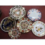 Royal Crown Derby 1128 Imari Plates, 21.5cm and 16cm diameter, 2451, A962 and others. (6)