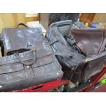 A Hidesign Brown Leather Holdall, with pull out handle and wheels, a smaller holdall, gents shoulder