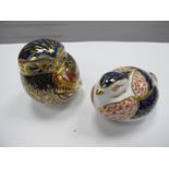 Royal Crown Derby Paperweight, 'Little Owls, 1st quality and a further bird. (2)