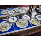 Coalport Plates by N.Lear, 'Chatsworth House', 'Haddon Hall' (cracked), L. Owen 'Hardwick Hall'