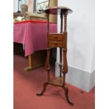 A Mahogany Wig/Wash Stand, with two small drawers, on cabriole legs with undershelf.