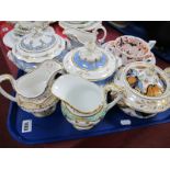 An Early to Mid XIX Century Ridgway Pottery Sucriers, milk jugs and an Imari trio:- One Tray