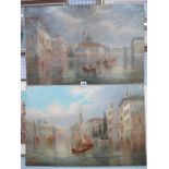 J. Salt - Venetian Scenes, each with Gondolas in foreground, pair of oils on canvas, signed, (