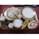 Three Shelley 11772 Cups, with silver holders and six saucers, Wedgwood cornucopia plates, '