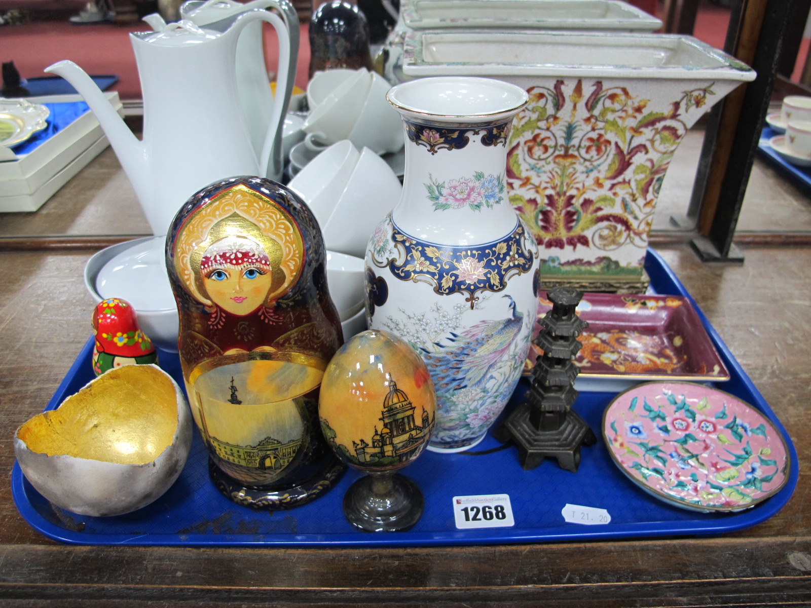 Russian Dolls, Eschenbach coffee ware, Oriental ceramics, planter:- One Tray