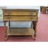 A 1920's "Unity" Oak Floor Standing Two Drawer Canteen of Cutlery, the cabinet with a moulded