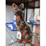 An Anita Harris Hot Coals Cat, gold signed, 22cm high.