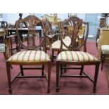 Set of Six (Four Single + Two Carver) Hepplewhite Style Mahogany Dining Chairs, each with wheat
