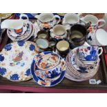 Gaudy Welsh Pottery, copper lustre ware, pair of hand painted, XIX Century plates:- One Tray