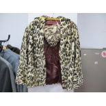 A c. 1950's Vintage Martins of London Faux Leopard Ladies Jacket and Hat.