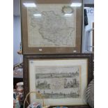A Robert Morden Map of "The West Riding of Yorkshire", 37 x 42, together with a print "The