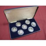 The Sheffield Coin Collection, seven crown sized coins by Carrs of Sheffield, in original fitted