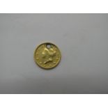 United States of America Gold One Dollar Coin, Liberty Head, 18?? date rubbed, drilled, (1.6g).