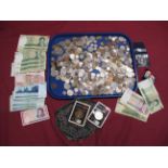 A Quantity of Mainly Overseas Coins, with many Iranian coins and banknotes noted, Falkland Islands