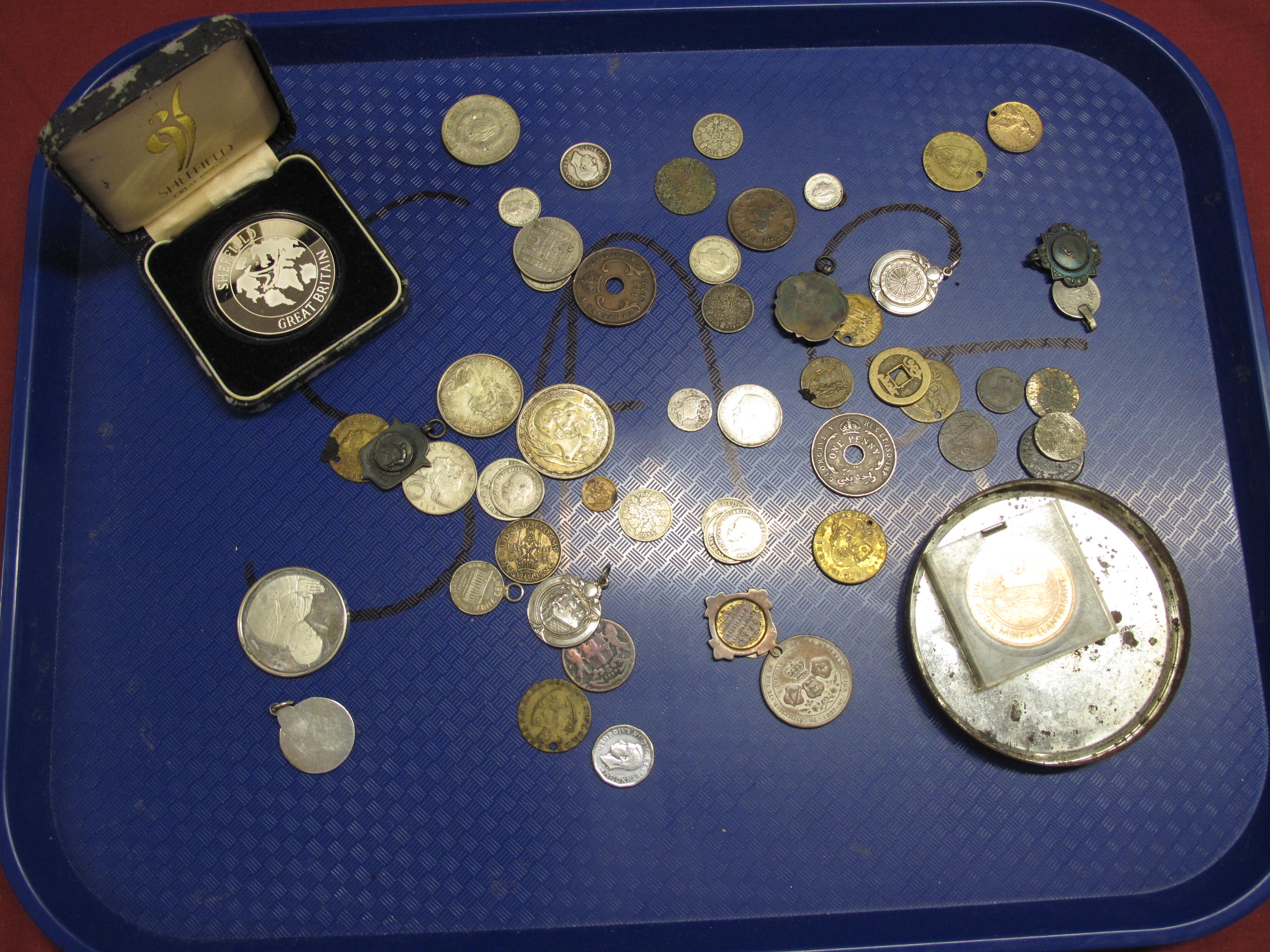 An Interesting and Varied Collection of Coins, Medallions, to include Sheffield Great Britain Silver