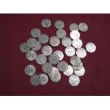 Thirty Five United Kingdom EEC 'Ring of Hands Fifty Pence Coins, 1973