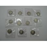 Eleven Great Britain Silver Shillings, to include George III 1817, Queen Victoria 1887, 1893, all