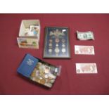 A Collection of Mainly G.B. Coins and Banknotes, to include a small quantity of pre 1947 silver