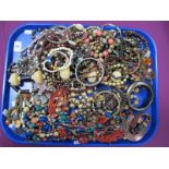 A Selection of Modern Ethnic Style Costume Bead Necklaces, bracelets, bangles:- One Tray