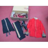 A Victorian British Army Majors Dress Uniform, comprising Red Tunic with buttons, two pairs of