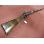 A Mid XIX Century Double Barrel Percussion Shot Gun by W Greene of London, Damascus barrels,