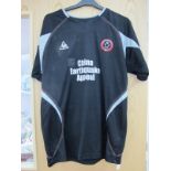Sheffield United 2008-09 Black Le Coq Sportif Away Shirt, worn by Steven Quinn, during the pre