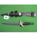 A Reproduction Fiarbairn Sykes Style Fighting Knife, in leather sheath.