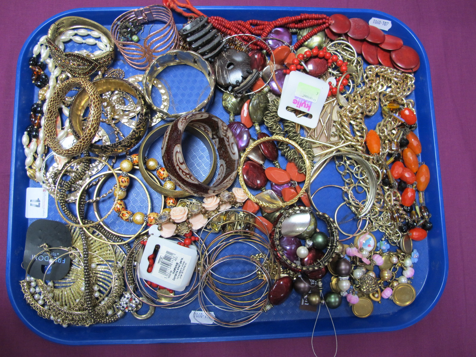 A Mixed Lot of Assorted Modern Gilt Coloured and Bead Costume Jewellery:- One Tray