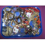 A Mixed Lot of Assorted Modern Gilt Coloured and Bead Costume Jewellery:- One Tray