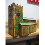 An Original 'Victory Linseed Liquorice' Tin, in the form of a Church, original roof in tact 32cm