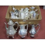 A Collection of Assorted Plated Tea/Coffee Pots, including highly decorative HET & Co plated water