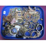 A Mixed Lot of Assorted Costume Necklaces, bangles, bracelets and earrings, etc:- One Tray