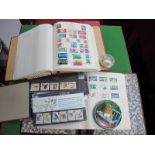 A Collection of World Used Stamps in Three Albums, to 1960's plus two small containers of used