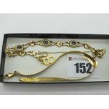 A 9ct Gold Gate Style Bracelet, with alternate cabochon highlights, in rope twist border, also