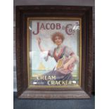 A Late XIX Century Card Advertising Sign for Jacobs Cream Crackers, depicting A Lady by The Sea,