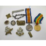 A WWI Medal Duo, comprising War and Victory Medals to 47881 Pte C.W Tindall, Yorkshire Regiment,