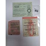 Manchester United Tickets in The F. A Cup. 1949 semi final and 1961 at Sheffield Wednesday plus