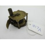 Fishing: Small Brass Reel, no visible makers stamp, the circular side plates 4cm diameter,