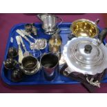A Stylish Elkington & Co Plated Three Piece Tea Set, gilt lined; together with a hallmarked silver