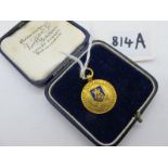 Medal Derbyshire Football Association, in 9ct gold and enamel, runner up 1938-39, unnamed, with