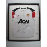 Manchester United Autographs - Unverified, ten black pen signatures including Rooney, Brown, on