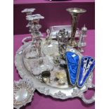 A Hallmarked Silver Trinket Box, shaped and pierced, a decorative pair of grape scissors in original