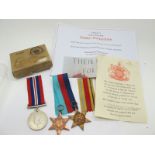 A WWII Casualty Medal Trio, comprising War Medal, Africa Star and 1939/45 Star, to Flying Officer W.