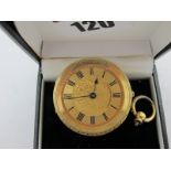 A Decorative Ladies Fob Watch, to foliate engraved signed "Farringdon" dial, with Roman numerals,