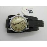 A Mid XX Century British Military Watch by Moeris, signed dial with Arabic numerals and seconds