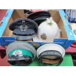 Six Mid XX Century and Later Military Caps and Hats, Royal Navy, Russian noted.